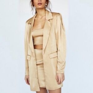 Fame And Partners X Free People The Axel Jacket Blazer- Gold - Size M 10 New